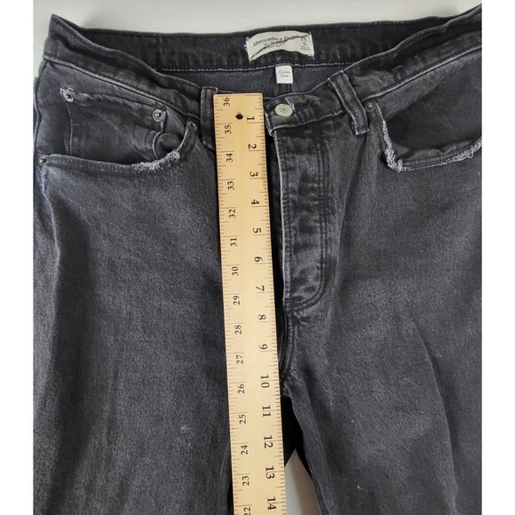 Abercrombie & Fitch Womens Sz 29 The '90s Baggy Low Rise Black Jeans Distressed - Picture 9 of 9